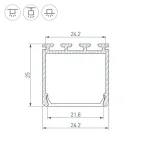 Профиль для светодиодной ленты PLS-LOCK-H25-3000 ANOD BLACK Arlight 044847
