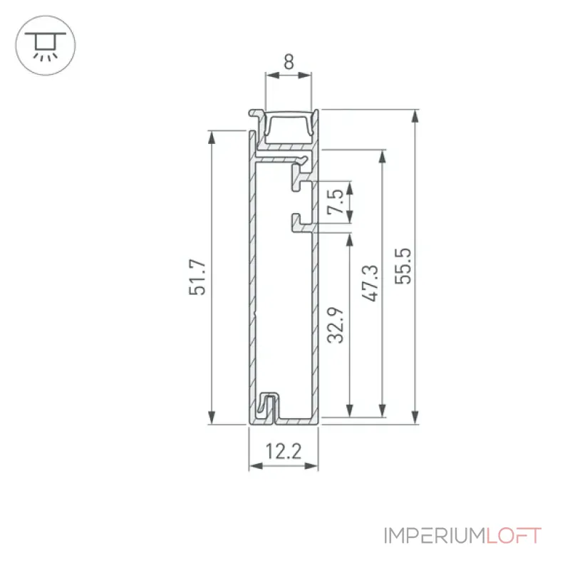Профиль для светодиодной ленты PLINTUS-H55-2000 BLACK Arlight 045442