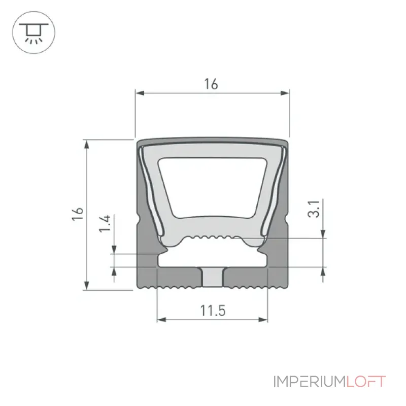 Гибкий профиль WPH-FLEX-1616-TOP-S11-5m FULL BLACK Arlight 045774