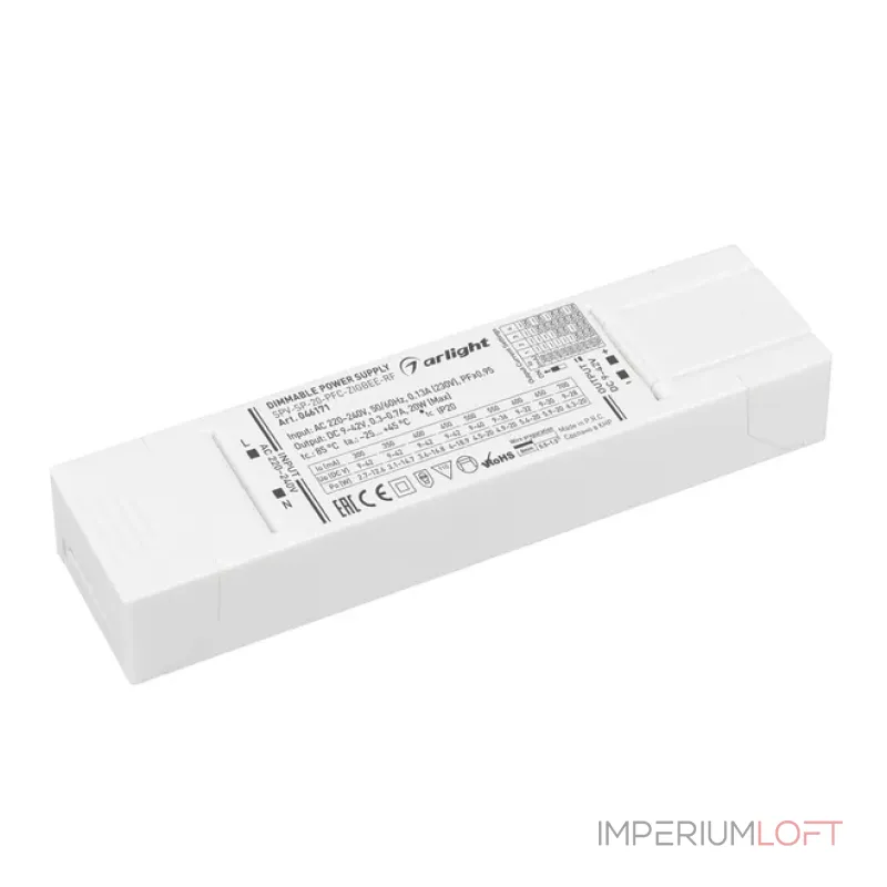 Блок питания SPV-SP-20-PFC-ZIGBEE-RF (20W, 9-42V, 0.3-0.7A, 2.4GHz, IP20) Arlight 046171 Блок питания SPV-SP-20-PFC-ZIGBEE-RF (20W, 9-42V, 0.3-0.7A, 2.4GHz, IP20) Arlight 046171