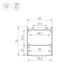 Профиль для светодиодной ленты LINE-6070-2000 ANOD Arlight 046401