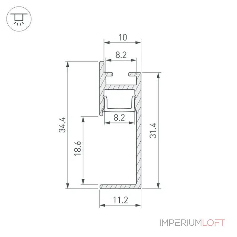 Профиль для светодиодной ленты PLINTUS-H35-F-2000 ANOD Arlight 046858 Профиль для светодиодной ленты PLINTUS-H35-F-2000 ANOD Arlight 046858