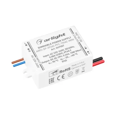 Блок питания ARPJ-SP-39260-PFC-TRIAC-MINI 10Вт 20-39В 260mA Arlight IP65 047587 Блок питания ARPJ-SP-39260-PFC-TRIAC-MINI 10Вт 20-39В 260mA Arlight IP65 047587