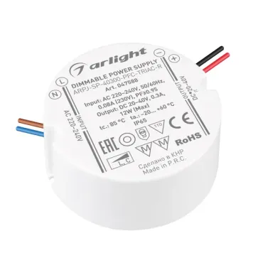 Блок питания ARPJ-SP-40300-PFC-TRIAC-R 12Вт 20-40В 300mA Arlight IP65 047588
