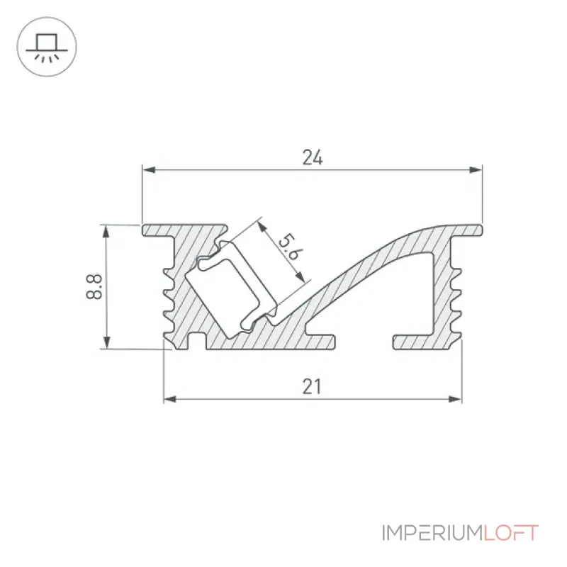 Профиль для светодиодной ленты SL-BEVEL-W21-F-2000 ANOD BLACK Arlight 048997 Профиль для светодиодной ленты SL-BEVEL-W21-F-2000 ANOD BLACK Arlight 048997