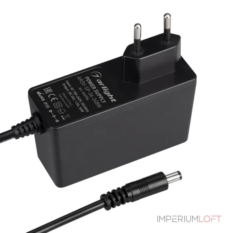 Блок питания ARDV-SP-36-24BW (24V, 1.5A, 36W, Адаптер) Arlight 049396 Блок питания ARDV-SP-36-24BW (24V, 1.5A, 36W, Адаптер) Arlight 049396