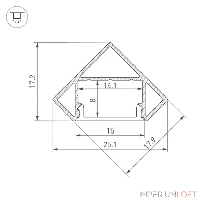 Профиль для светодиодной ленты SL-KANT-H18-2000 BLACK Arlight 049430