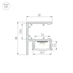 Профиль для светодиодной ленты WALL-2228-2000 ANOD Arlight 050466