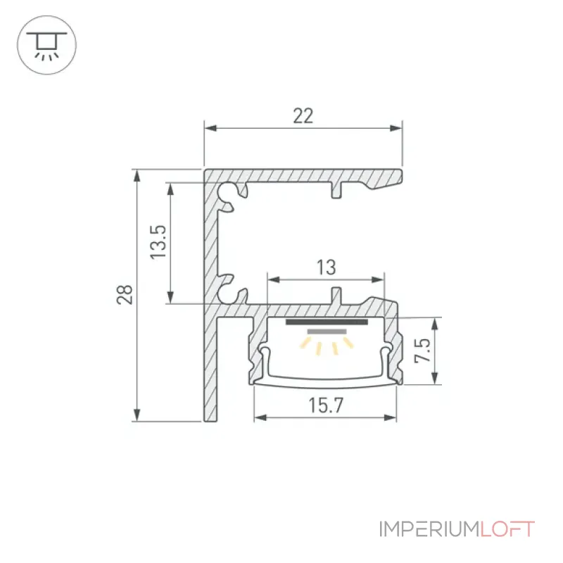 Профиль для светодиодной ленты WALL-2228-2000 ANOD Arlight 050466