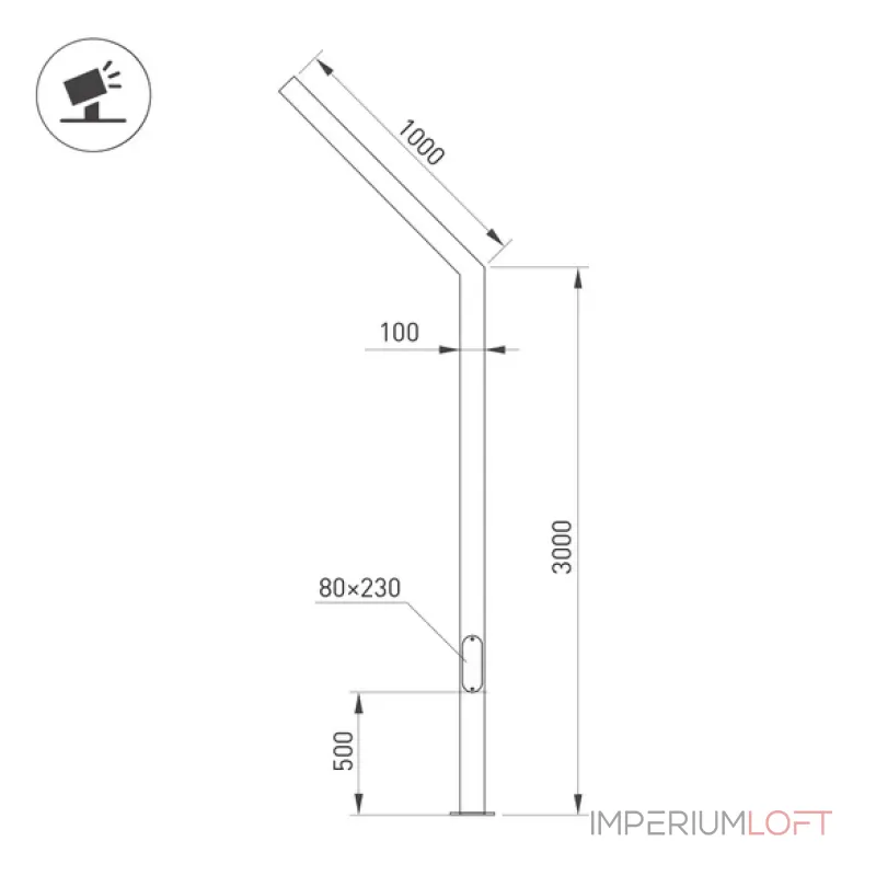 Опора-светильник OXOR-STER-G45-1000x100x100-L3000-36W Warm3000 (BK, 230V) IP65 Arlight 051406