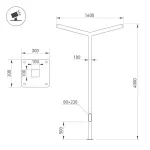 Опора-светильник OXOR-STER-Y-2000x100x100-L4000-50W Warm3000 (BK, 230V) IP65 Arlight 051422