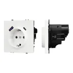 Розетка с заземлением со шторками с USB тип А+С софт-тач белый кварц Arlight NOBE 054284(1)