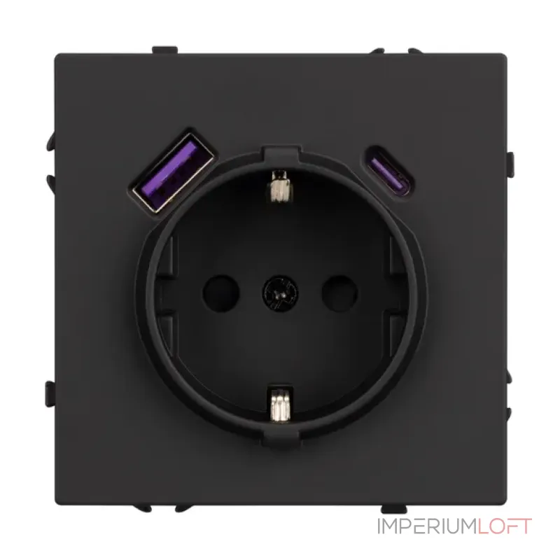 Розетка с заземлением со шторками с USB тип А+С софт-тач черный оникс Arlight NOBE 054285(1) Розетка с заземлением со шторками с USB тип А+С софт-тач черный оникс Arlight NOBE 054285(1)