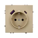 Розетка с заземлением со шторками с USB тип А+С софт-тач золотой песок Arlight NOBE 054286(1)