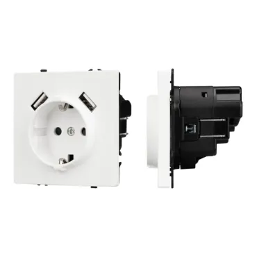 Розетка с заземлением со шторками с USB тип А+А софт-тач белый кварц Arlight NOBE 054288(1)