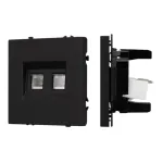 Розетка телефонная двойная софт-тач SCT-MTL2-SFPL-BK (2хRJ-11 4C) Arlight 054309(1)