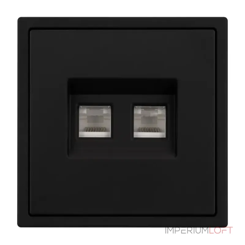 Розетка телефонная двойная софт-тач SCT-MTL2-SFPL-BK (2хRJ-11 4C) Arlight 054309(1)
