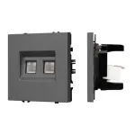 Розетка телефонная двойная софт-тач SCT-MTL2-SFPL-GR (2хRJ-11 4C) Arlight 054311(1)
