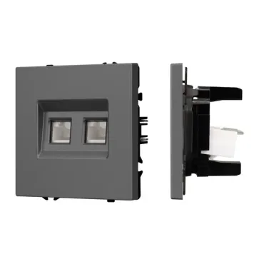 Розетка телефонная двойная софт-тач SCT-MTL2-SFPL-GR (2хRJ-11 4C) Arlight 054311(1)