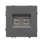 Розетка телефонная двойная софт-тач SCT-MTL2-SFPL-GR (2хRJ-11 4C) Arlight 054311(1)