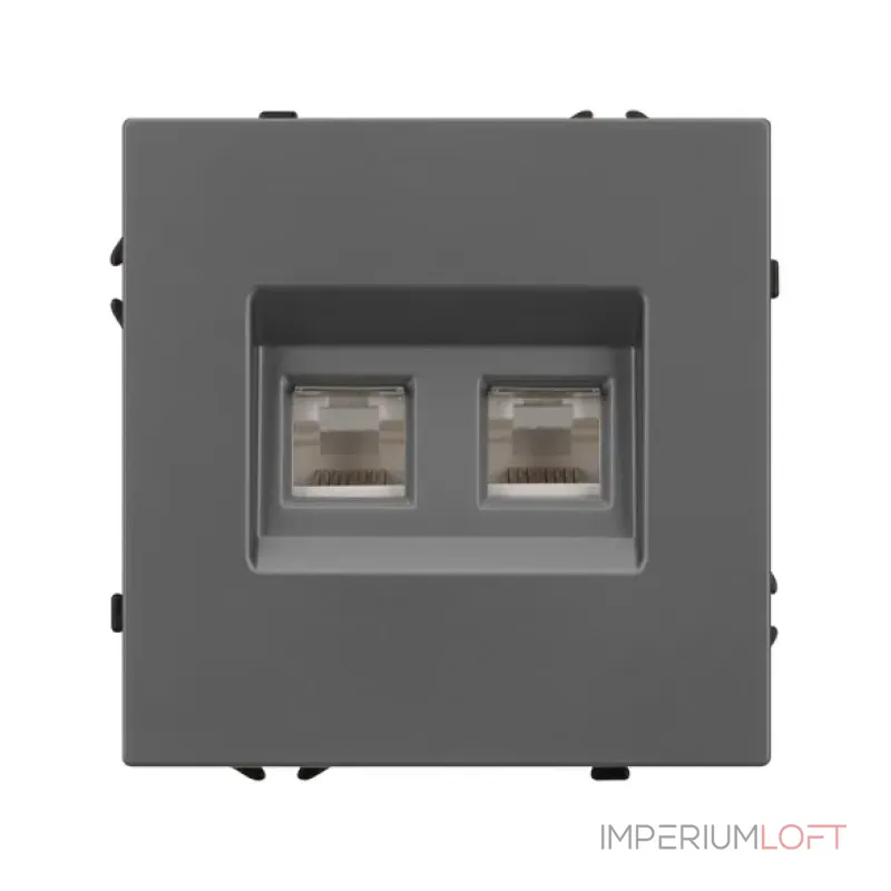 Розетка телефонная двойная софт-тач SCT-MTL2-SFPL-GR (2хRJ-11 4C) Arlight 054311(1)