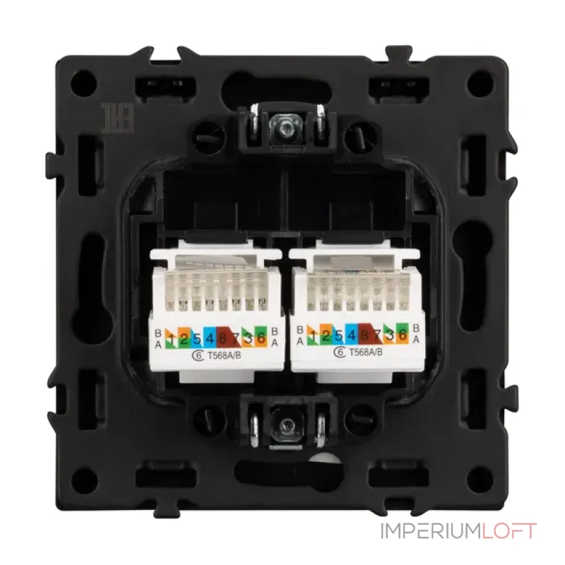 Механизм сдвоенной компьютерной розетки SCT-NOBE-MPC2-SFPL-BK (RJ-45 CAT6) Arlight 054313