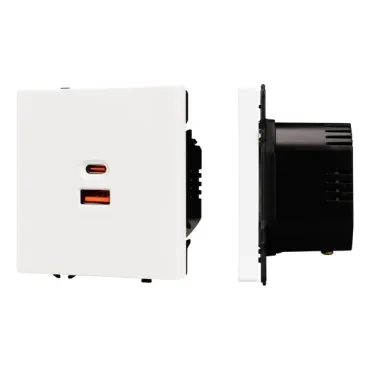 USB-розетка тип A+C софт-тач SCT-MUAC-SFPL-FC-WH (65W QC3) Arlight 054316(1)