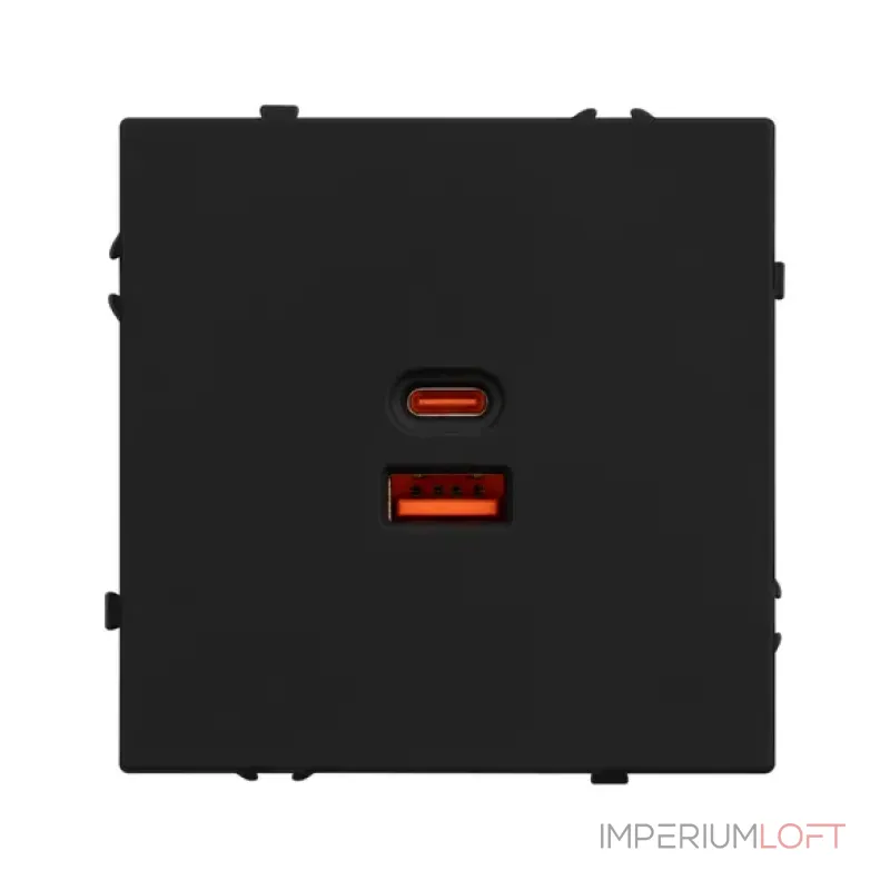 USB-розетка тип A+C софт-тач SCT-MUAC-SFPL-FC-BK (65W QC3) Arlight 054317(1)