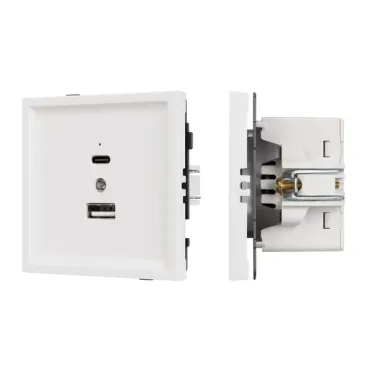 Механизм USB розетки O-MUAC-SFPL-WH (5V 3A QC3) Arlight 054539