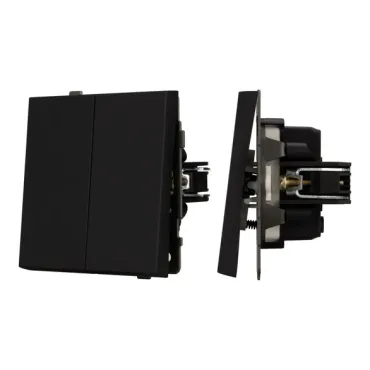Механизм выключателя двухклавишный непроходной SWT-TENDO-MK02-SFPL-BK (230V 10A) Arlight 054544