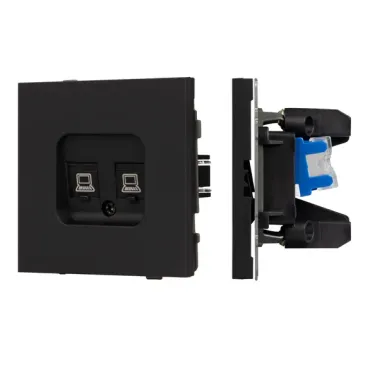 Механизм компьютерной розетки двойной O-MPC2-SFPL-BK (RJ-45 CAT6) Arlight 054595 Механизм компьютерной розетки двойной O-MPC2-SFPL-BK (RJ-45 CAT6) Arlight 054595