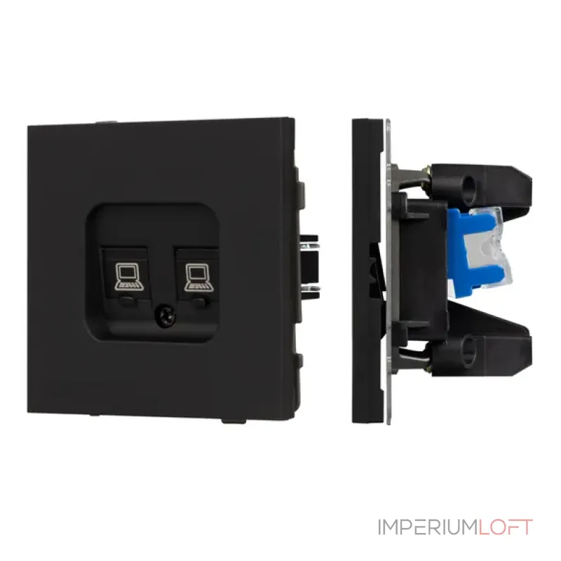 Механизм компьютерной розетки двойной O-MPC2-SFPL-BK (RJ-45 CAT6) Arlight 054595 Механизм компьютерной розетки двойной O-MPC2-SFPL-BK (RJ-45 CAT6) Arlight 054595