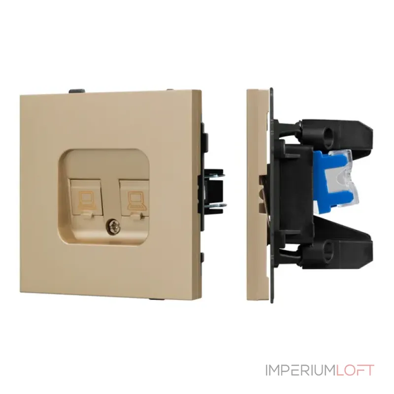 Механизм компьютерной розетки двойной O-MPC2-SFPL-GD (RJ-45 CAT6) Arlight 054596 Механизм компьютерной розетки двойной O-MPC2-SFPL-GD (RJ-45 CAT6) Arlight 054596