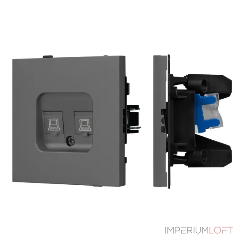 Механизм компьютерной розетки двойной O-MPC2-SFPL-GR (RJ-45 CAT6) Arlight 054597 Механизм компьютерной розетки двойной O-MPC2-SFPL-GR (RJ-45 CAT6) Arlight 054597