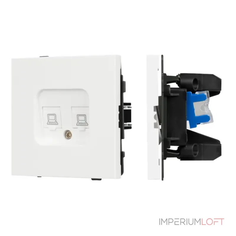 Механизм компьютерной розетки двойной O-MPC2-SFPL-WH (RJ-45 CAT6) Arlight 054598 Механизм компьютерной розетки двойной O-MPC2-SFPL-WH (RJ-45 CAT6) Arlight 054598