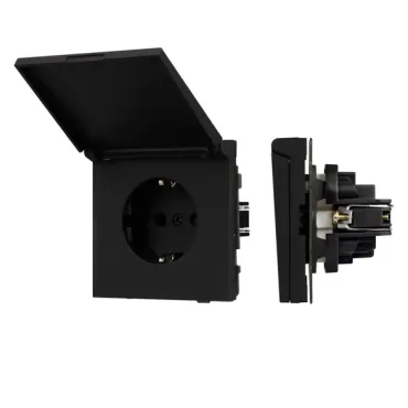 Механизм розетки влагозащищённый O-MCP-SFPL-BK (230V 16A) Arlight 054599 Механизм розетки влагозащищённый O-MCP-SFPL-BK (230V 16A) Arlight 054599