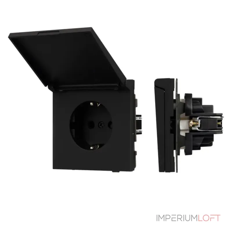 Механизм розетки влагозащищённый O-MCP-SFPL-BK (230V 16A) Arlight 054599 Механизм розетки влагозащищённый O-MCP-SFPL-BK (230V 16A) Arlight 054599