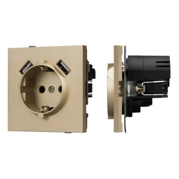 Механизм розетки с USB зарядкой O-MUAA-SFPL-GD (230V 16A) Arlight 054604