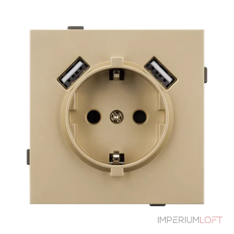Механизм розетки с USB зарядкой O-MUAA-SFPL-GD (230V 16A) Arlight 054604