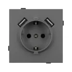 Механизм розетки с USB зарядкой O-MUAA-SFPL-GR (230V 16A) Arlight 054605