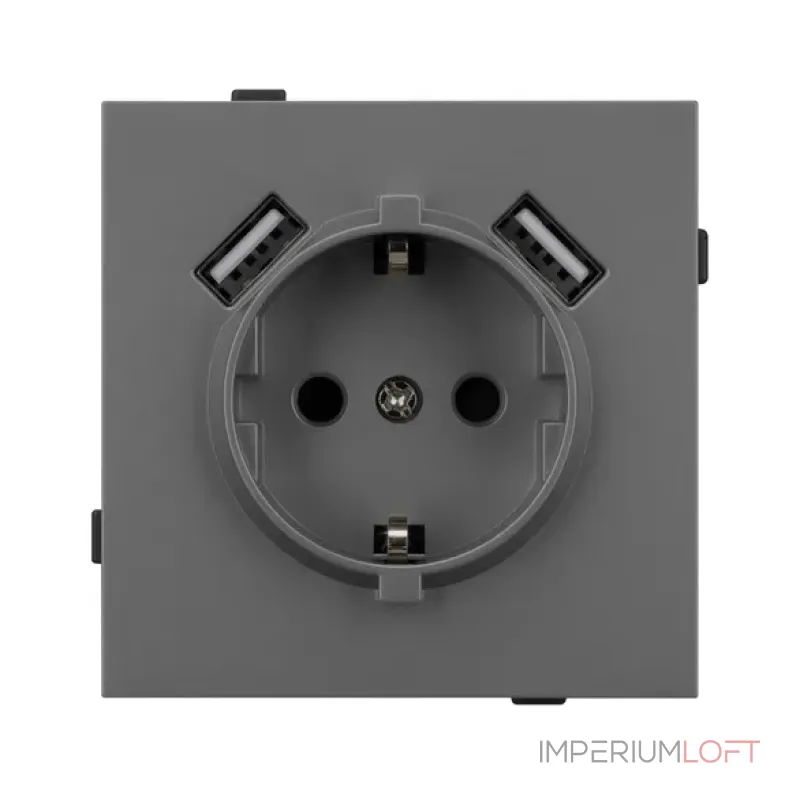 Механизм розетки с USB зарядкой O-MUAA-SFPL-GR (230V 16A) Arlight 054605