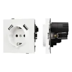 Механизм розетки с USB зарядкой O-MUAA-SFPL-WH (230V 16A) Arlight 054606