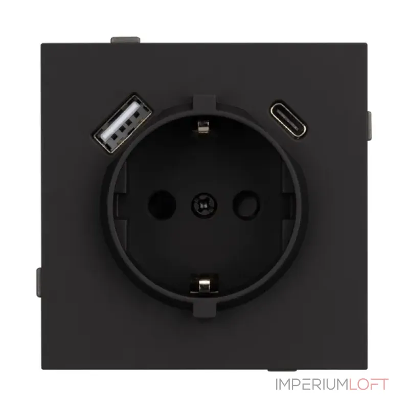 Механизм розетки с USB зарядкой O-MUAC-SFPL-BK (230V 16A) Arlight 054607