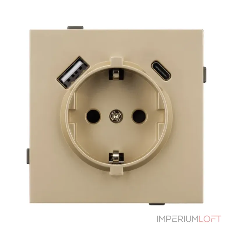 Механизм розетки с USB зарядкой O-MUAC-SFPL-GD (230V 16A) Arlight 054608