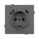 Механизм розетки с USB зарядкой O-MUAC-SFPL-GR (230V 16A) Arlight 054609
