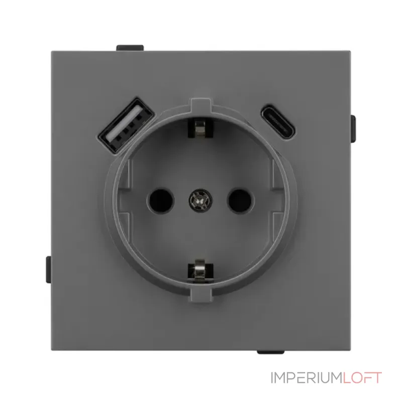 Механизм розетки с USB зарядкой O-MUAC-SFPL-GR (230V 16A) Arlight 054609