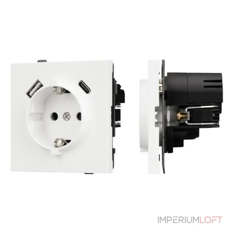 Механизм розетки с USB зарядкой O-MUAC-SFPL-WH (230V 16A) Arlight 054610 Механизм розетки с USB зарядкой O-MUAC-SFPL-WH (230V 16A) Arlight 054610