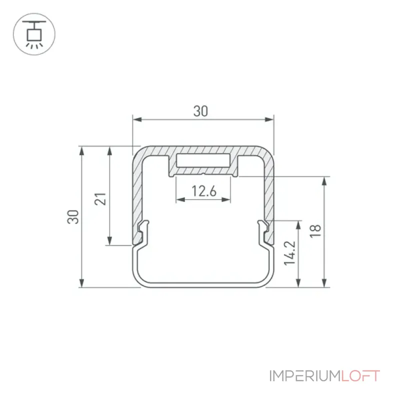 Профиль с экраном LINE-D-3030-2000 SQUARE BLACK+OPAL Arlight 055073