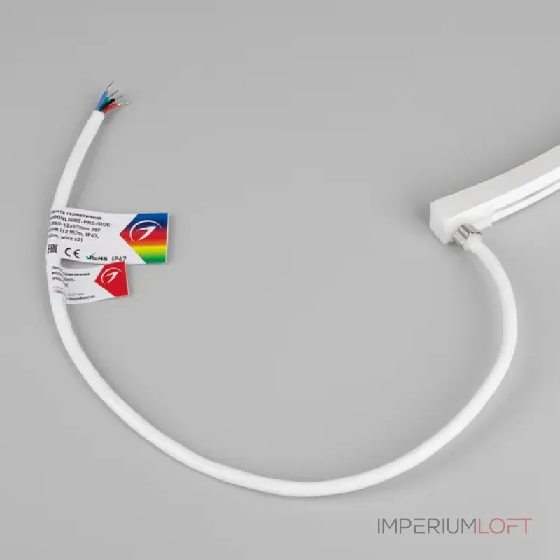 Светодиодная лента герметичная MOONLIGHT-PRO-SIDE-X360-12x17mm 24V RGB (12 W/m IP67 10m wire x2 Вывод боковой) Arlight 055317 (цена за метр, лот от 10 м)