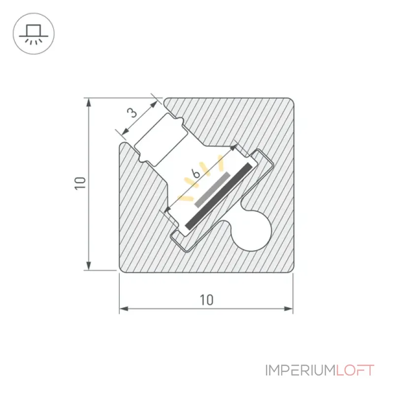 Профиль c экраном SL-KANT-H10-SQUARE-2000 CHAMPAGNE GOLD Arlight 055320
